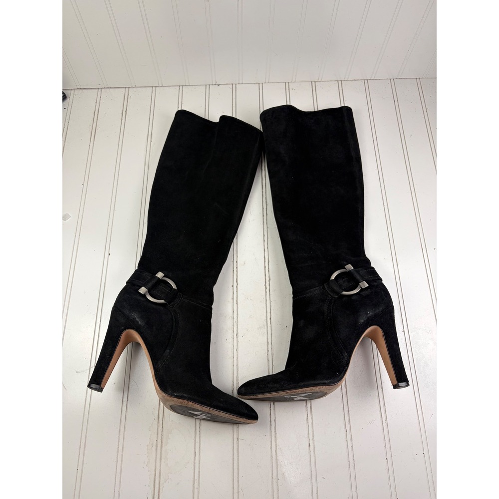 Antonio Melani Vintage Y2K Black Suede Knee High Stiletto Boots Women's Size 8.5 - Picture 10 of 12